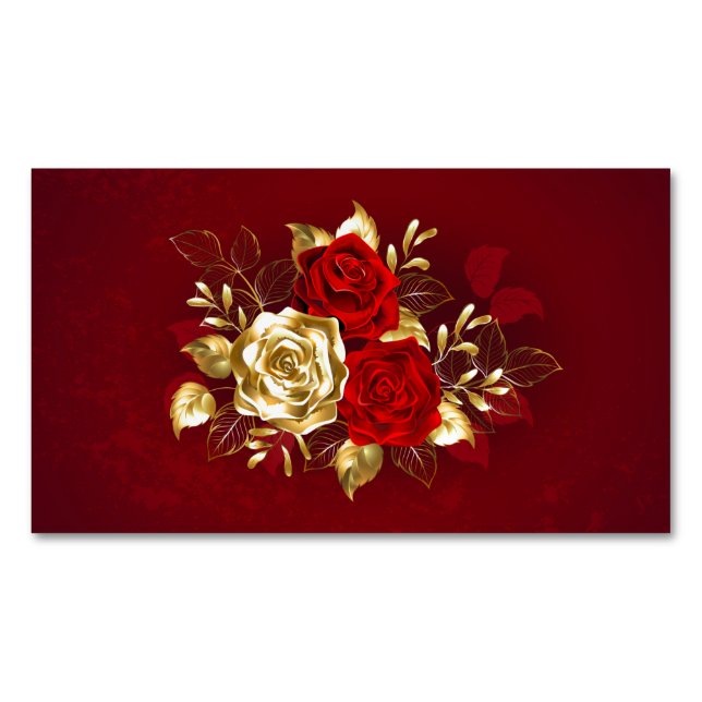 Three Jewelry Roses Business Card Magnet (Front)