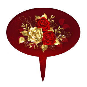 Three Jewelry Roses Cake Topper