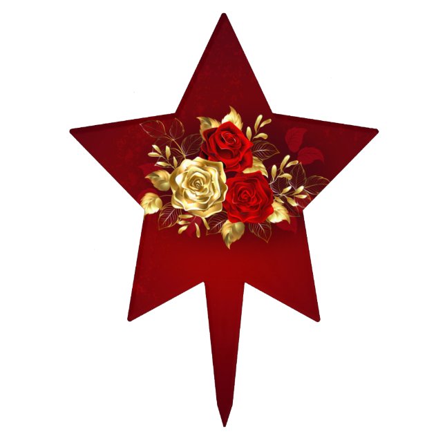 Three Jewelry Roses Cake Topper (Front)