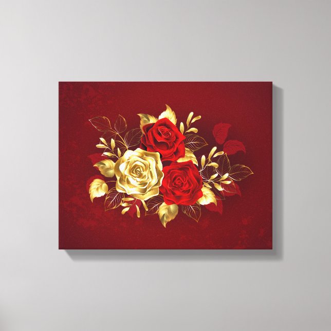 Three Jewelry Roses Canvas Print (Front)
