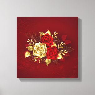 Three Jewelry Roses Canvas Print