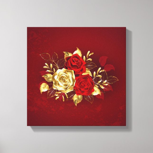 Three Jewelry Roses Canvas Print (Front)