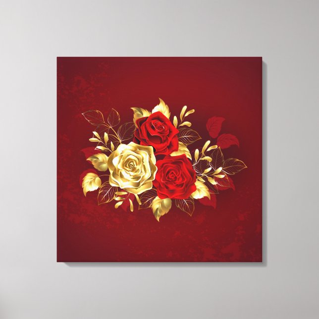 Three Jewelry Roses Canvas Print (Front)