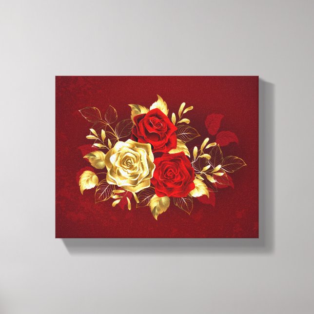 Three Jewelry Roses Canvas Print (Front)