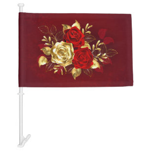 Three Jewelry Roses Car Flag