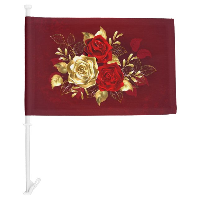 Three Jewelry Roses Car Flag (Front)