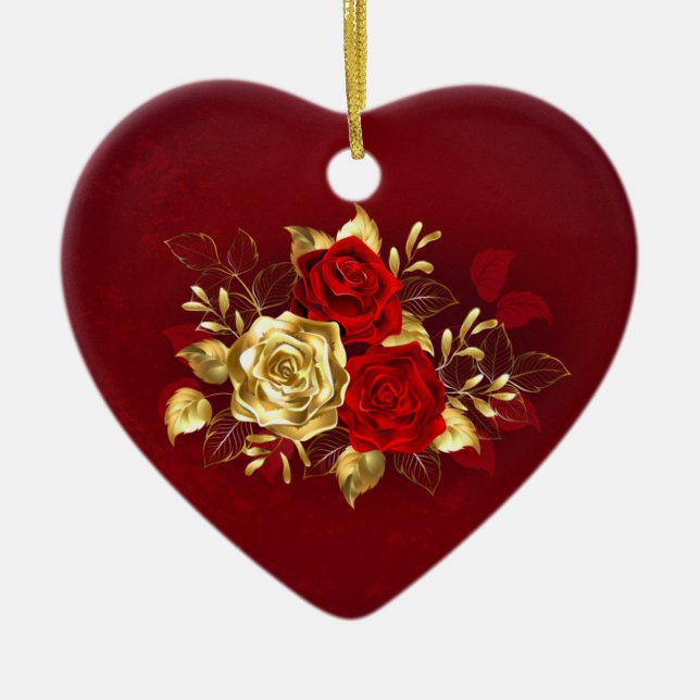 Three Jewelry Roses Ceramic Ornament (Front)