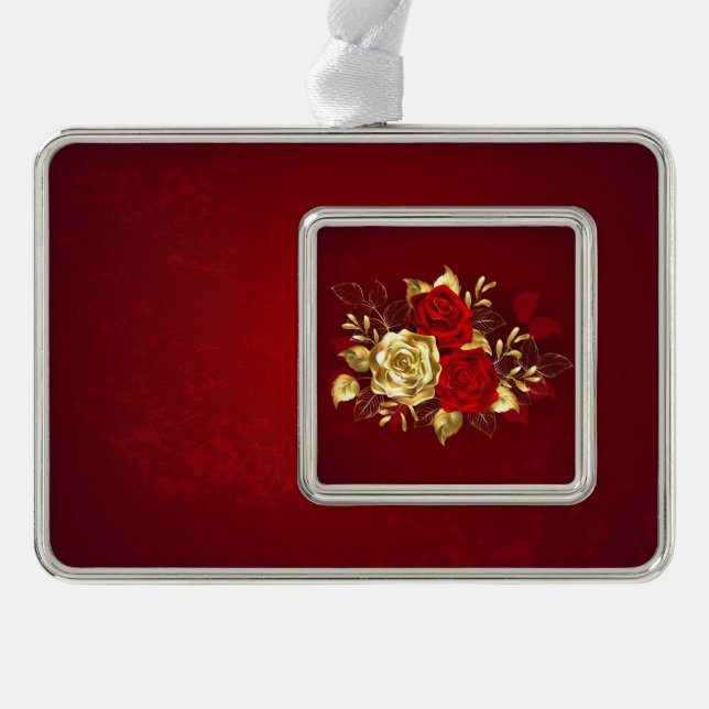 Three Jewelry Roses Christmas Ornament (Front)