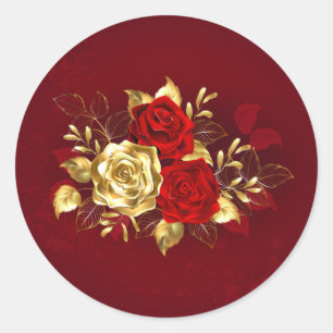 Three Jewelry Roses Classic Round Sticker