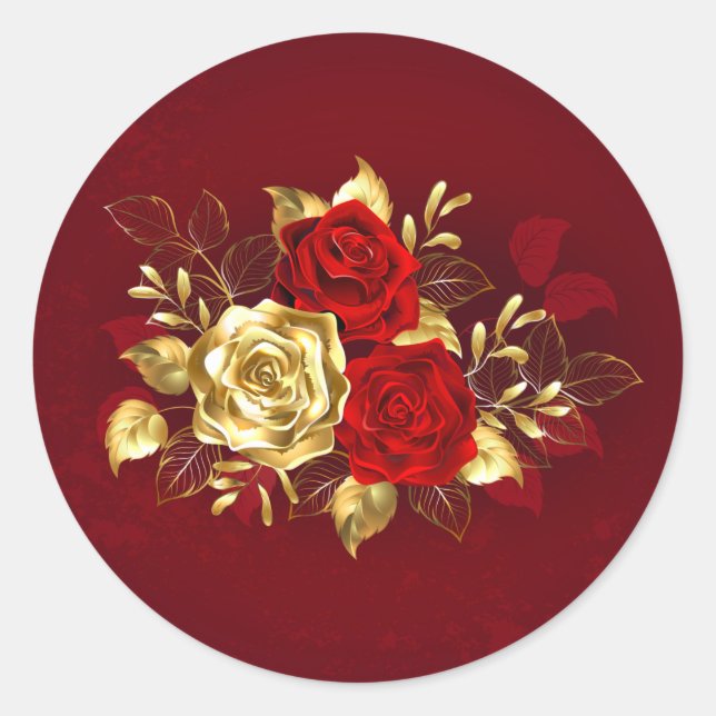 Three Jewelry Roses Classic Round Sticker (Front)