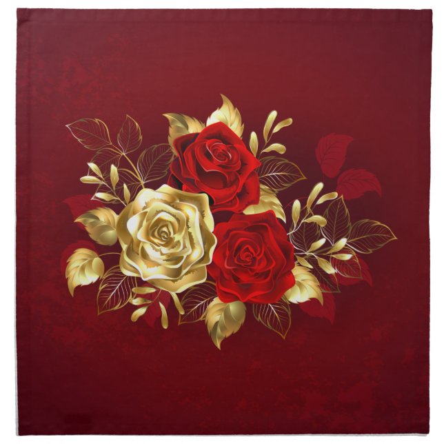 Three Jewelry Roses Cloth Napkin (Front)