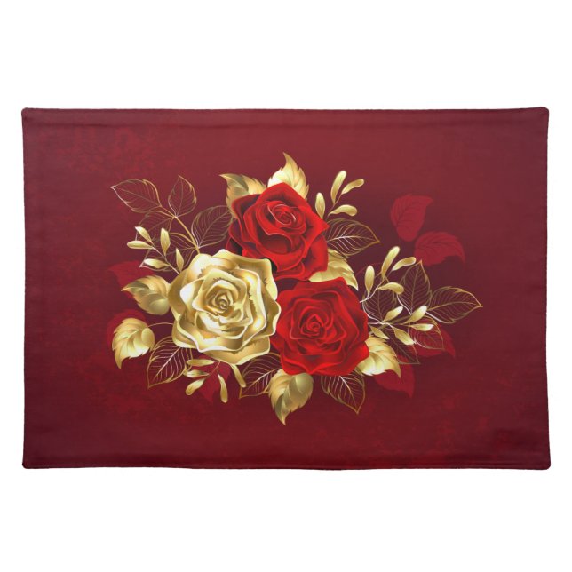 Three Jewelry Roses Cloth Placemat (Front)
