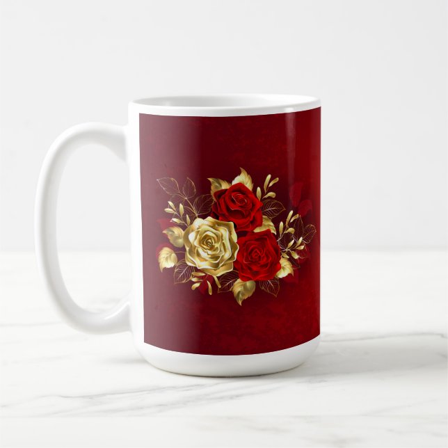 Three Jewelry Roses Coffee Mug (Left)
