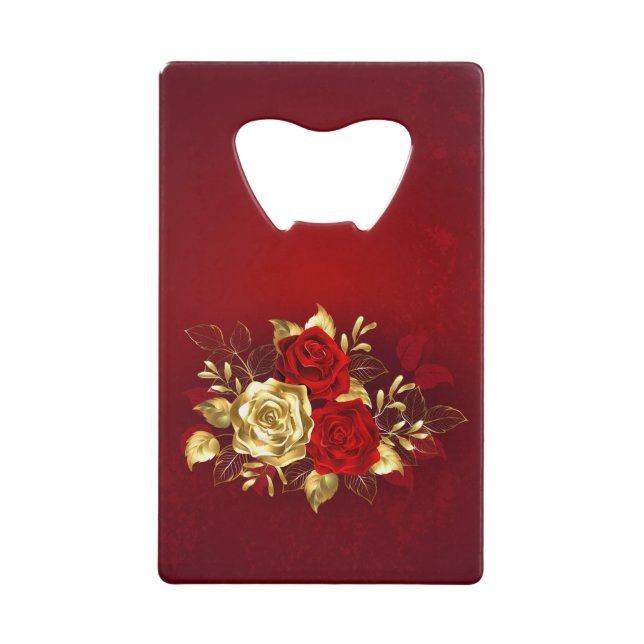Three Jewelry Roses Credit Card Bottle Opener (Front)