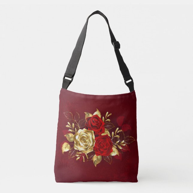 Three Jewelry Roses Crossbody Bag (Front)