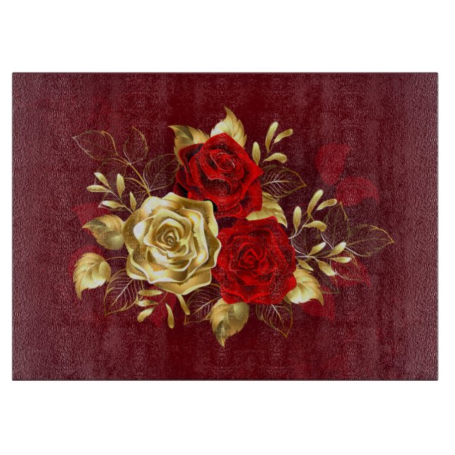 Three Jewelry Roses Cutting Board (Front)