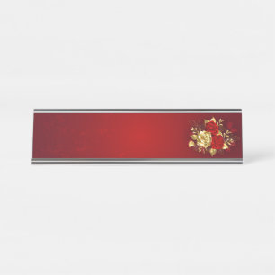 Three Jewelry Roses Desk Name Plate