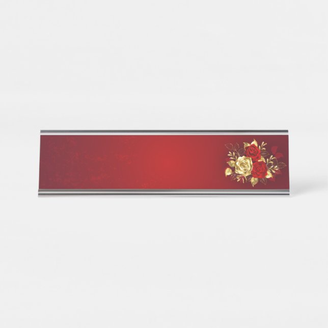 Three Jewelry Roses Desk Name Plate (Front)