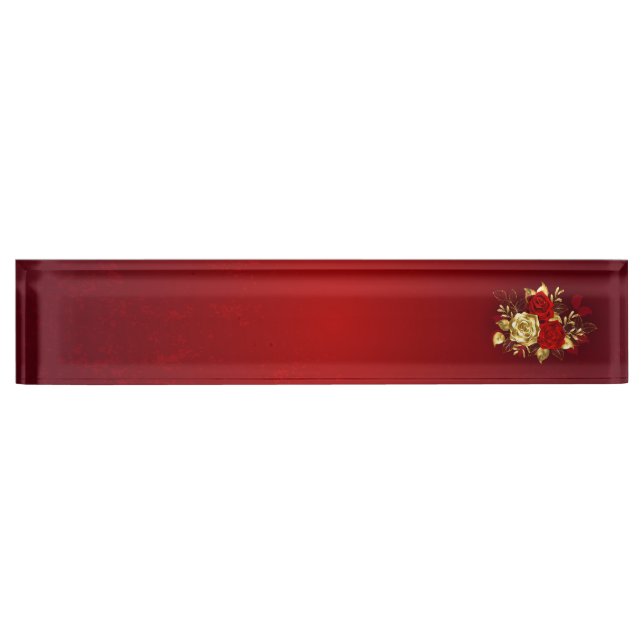 Three Jewelry Roses Desk Name Plate (Front)