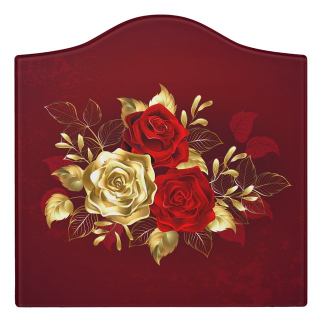 Three Jewelry Roses Door Sign (Large Crest Front)