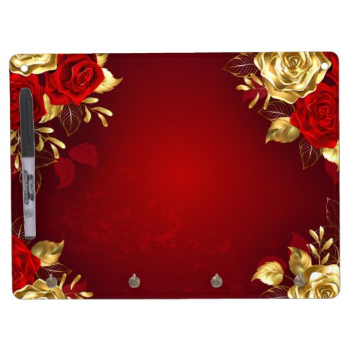 Three Jewelry Roses Dry Erase Board With Keychain Holder