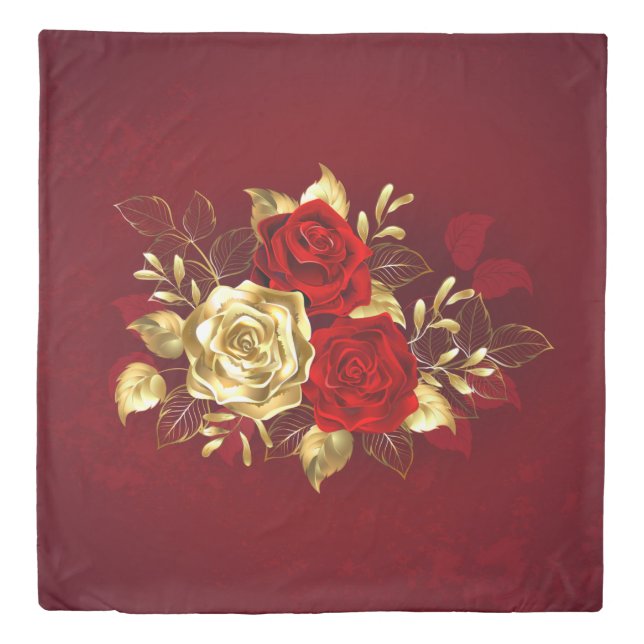 Three Jewelry Roses Duvet Cover (Front)