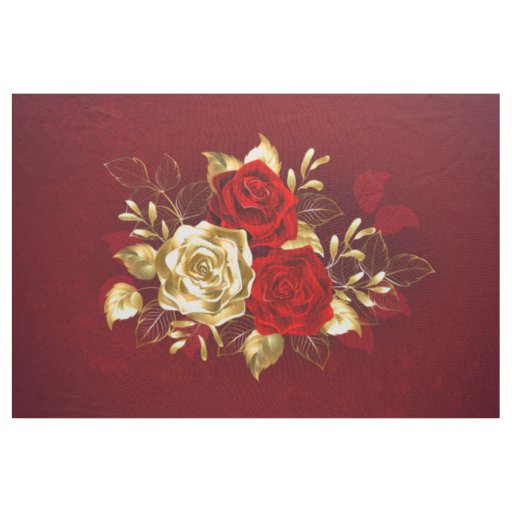 Three Jewelry Roses Fabric