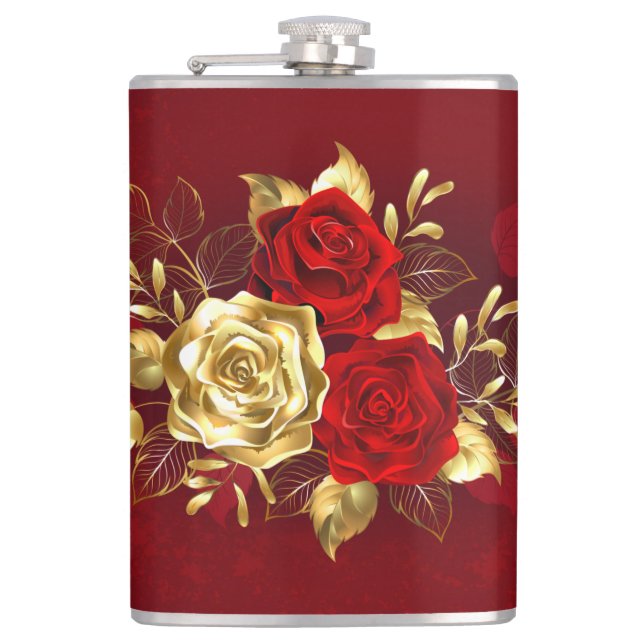 Three Jewelry Roses Flask (Front)