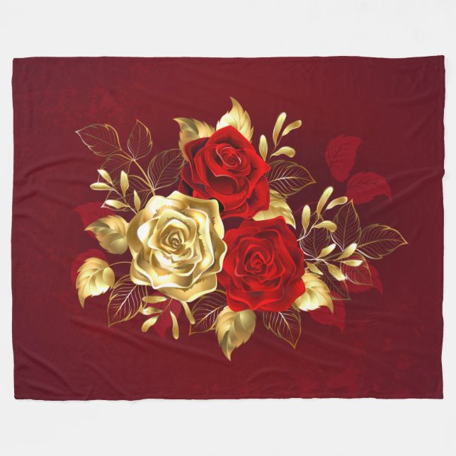 Three Jewelry Roses Fleece Blanket (Front (Horizontal))