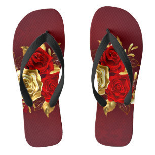 Three Jewelry Roses Flip Flops