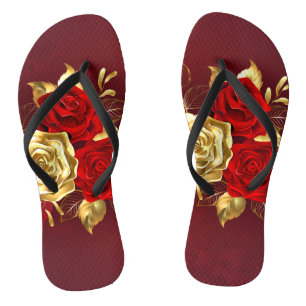Three Jewelry Roses Flip Flops