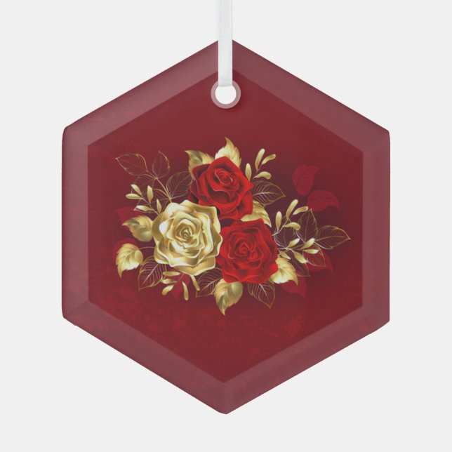 Three Jewelry Roses Glass Ornament (Front)