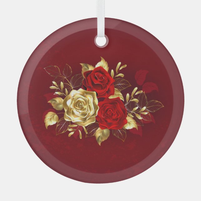 Three Jewelry Roses Glass Ornament (Front)