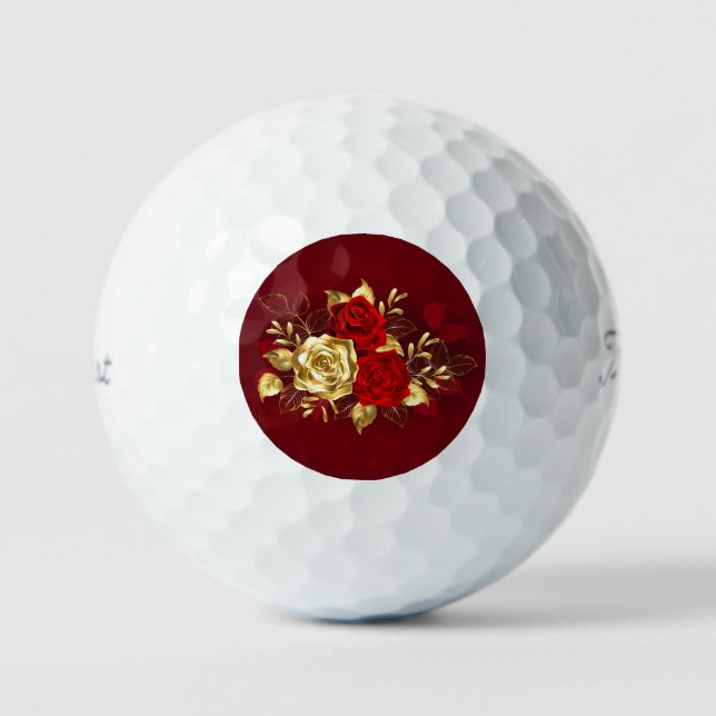 Three Jewelry Roses Golf Balls (Front)