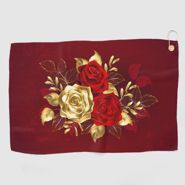 Three Jewelry Roses Golf Towel (Horizontal)