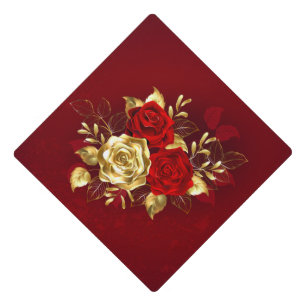 Three Jewelry Roses Graduation Cap Topper