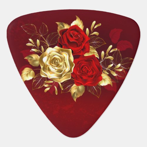 Three Jewelry Roses Guitar Pick