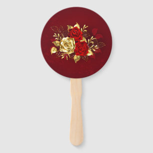 Three Jewelry Roses Hand Fan
