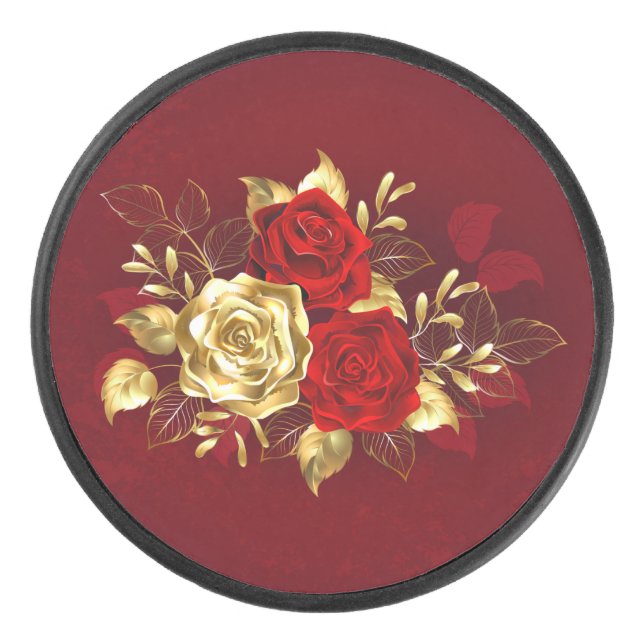 Three Jewelry Roses Hockey Puck (Front)