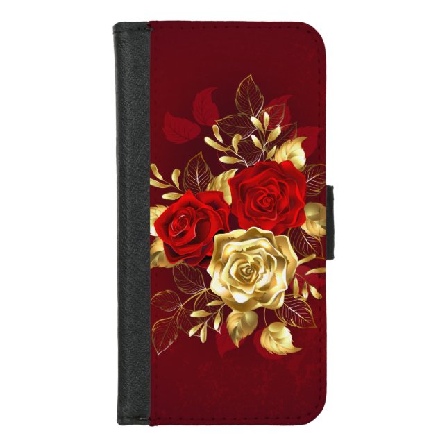 Three Jewelry Roses iPhone Wallet Case (Front)
