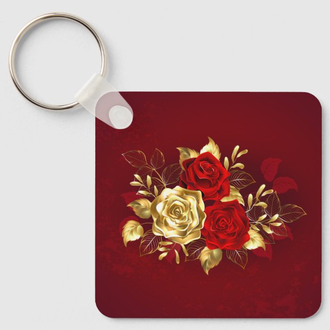 Three Jewelry Roses Keychain (Front)