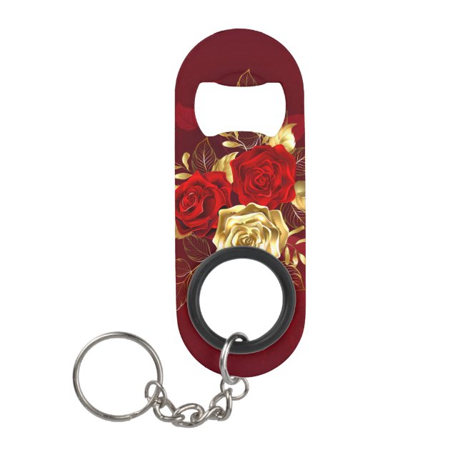 Three Jewelry Roses Keychain Bottle Opener (Front)