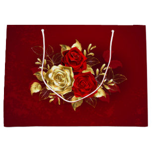 Three Jewelry Roses Large Gift Bag