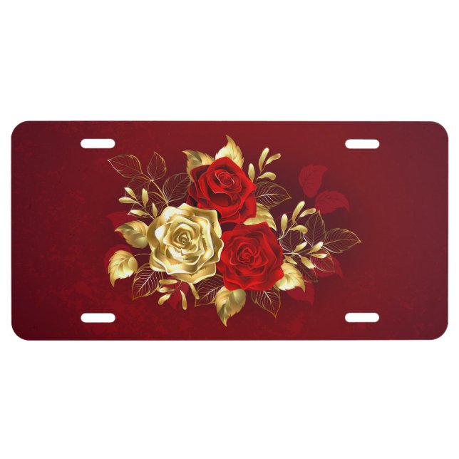 Three Jewelry Roses License Plate (Front)