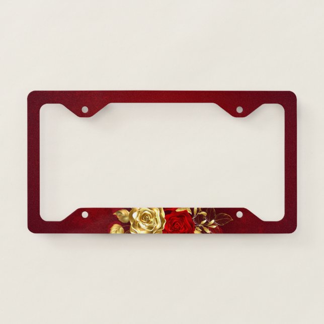 Three Jewelry Roses License Plate Frame (Front)