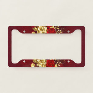 Three Jewelry Roses License Plate Frame