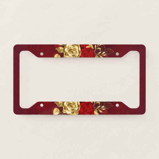 Three Jewelry Roses License Plate Frame (Front)
