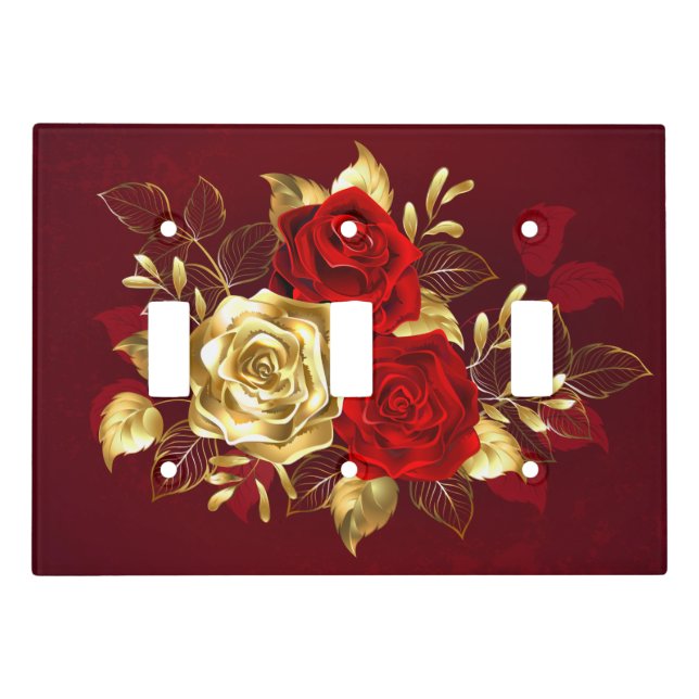 Three Jewelry Roses Light Switch Cover (Front)