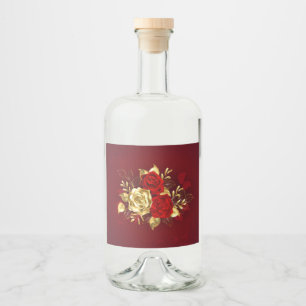 Three Jewelry Roses Liquor Bottle Label