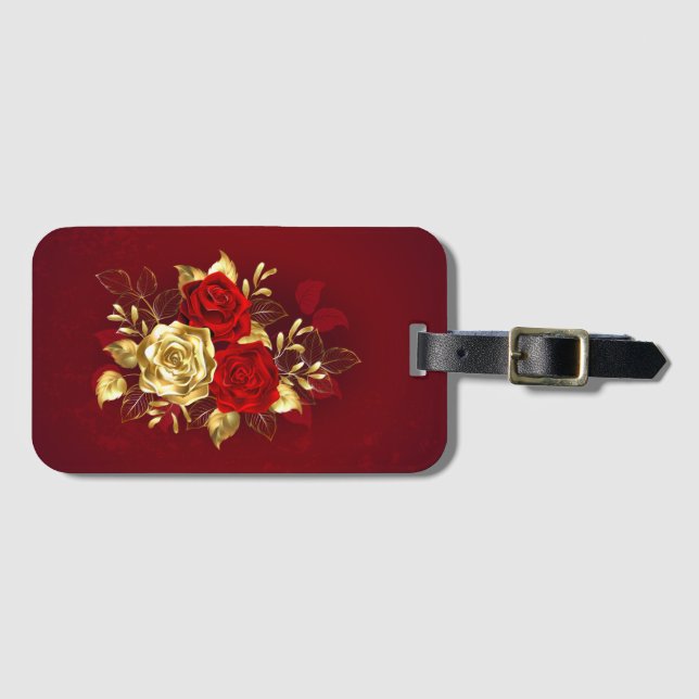 Three Jewelry Roses Luggage Tag (Front Horizontal)